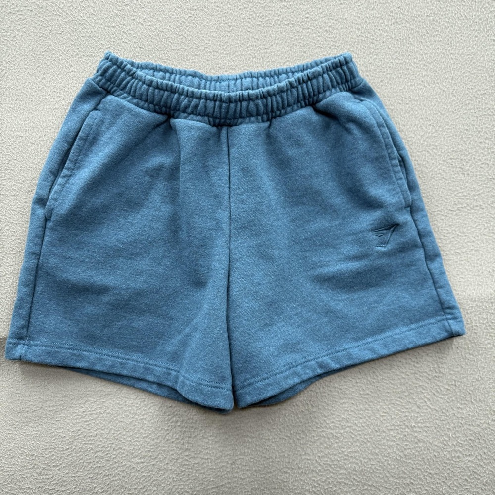 Gymshark Sweat Shorts Womens XS Blue French Terry 4.5 Inseam Drawstring Gym